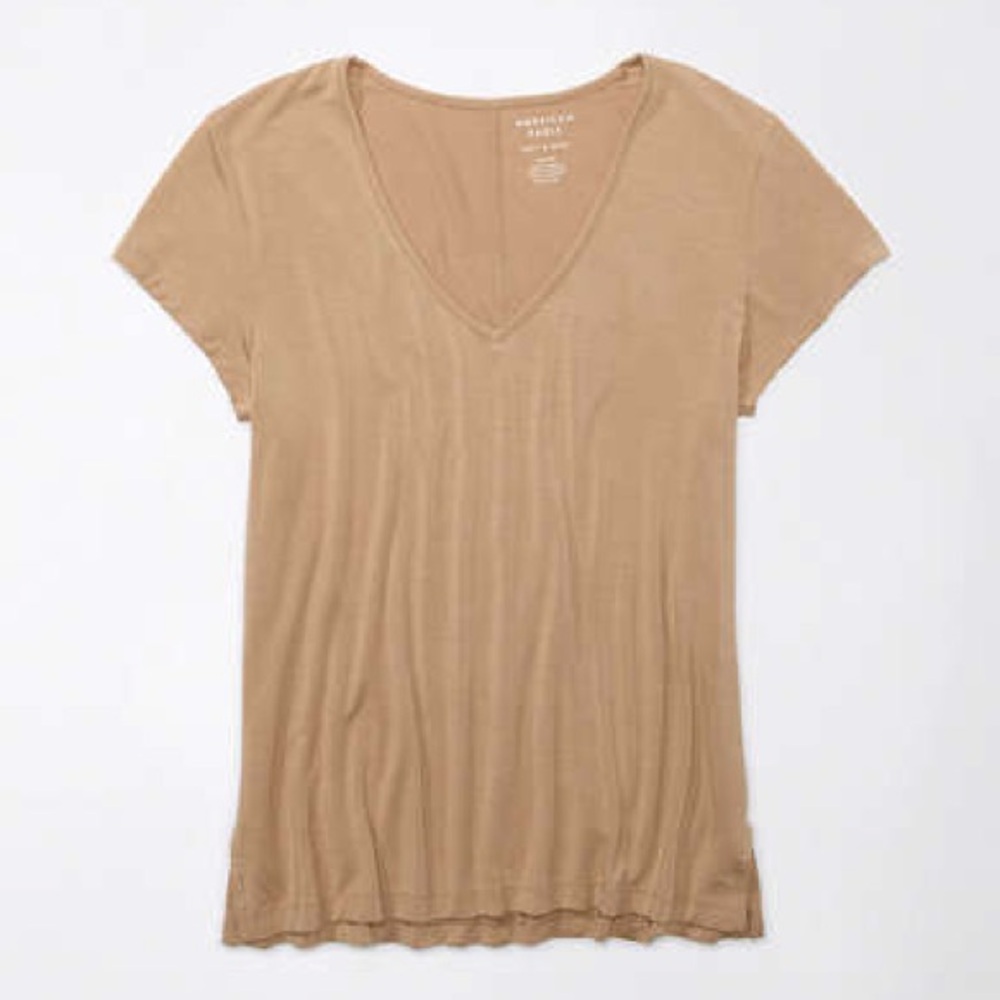 American eagle soft & sexy silky tan vneck tshirt